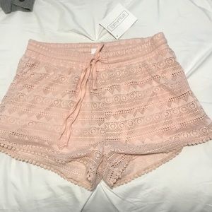 Pink lace shorts